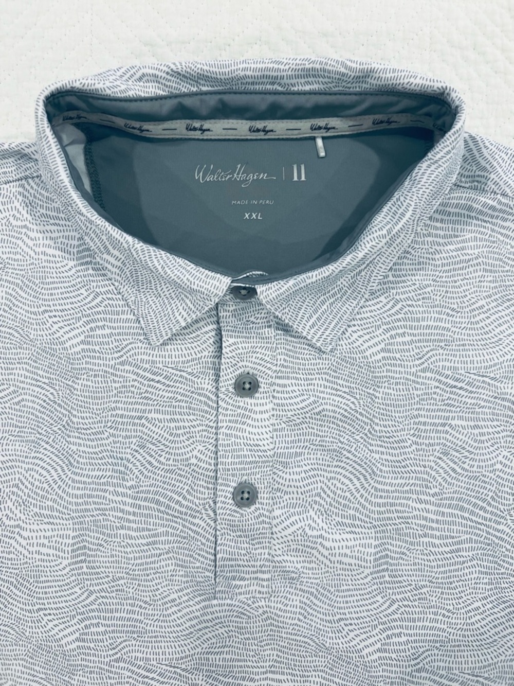 Walter Hagen Black and White Wave-Print Polo